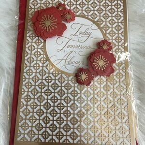 🧡10/$10 Elegant Red and Gold Floral Card